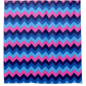 Cool Blauw Roze Chevron Patroon Douchegordijn (Voorkant)