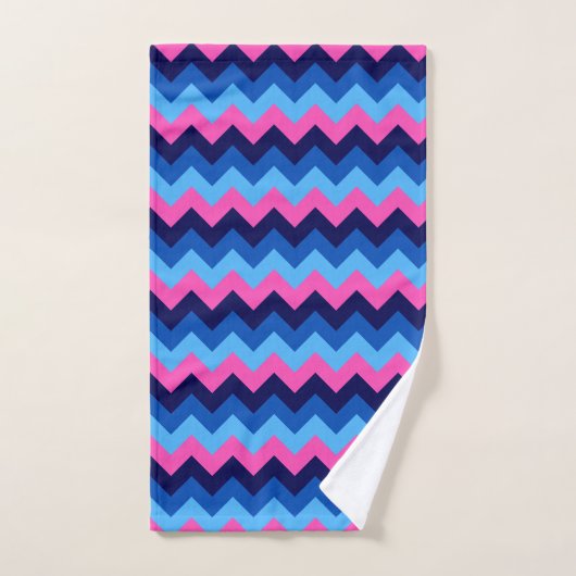 Cool Blauw Roze Chevron Patroon Handdoek (Handdoek)