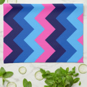 Cool Blauw Roze Chevron Patroon Keukenhanddoek (Gevouwen)