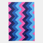 Cool Blauw Roze Chevron Patroon Keukenhanddoek (Verticaal)