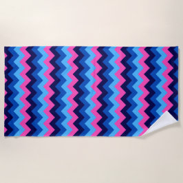 Cool Blauw Roze Chevron Patroon Strandlaken
