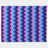 Cool Blauw Roze Chevron Print Grote Fleece Deken (Voorkant (Horizontaal))