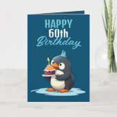 Cool Blauw & Wit Pinguïn Man 60e Verjaardag Kaart (Voorkant)