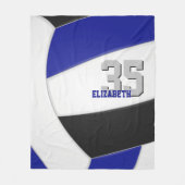 Cool blauw zwart team kleuren gigantisch volleybal fleece deken (Voorkant)