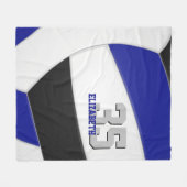 Cool blauw zwart team kleuren gigantisch volleybal fleece deken (Voorkant (Horizontaal))