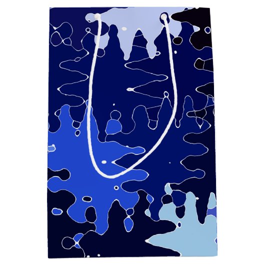 COOL Blauwe Abstracte Vormen Medium Cadeauzakje (Voorkant)