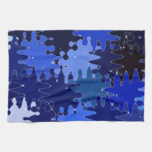 COOL Blauwe Abstracte Vormen Theedoek (Horizontaal)