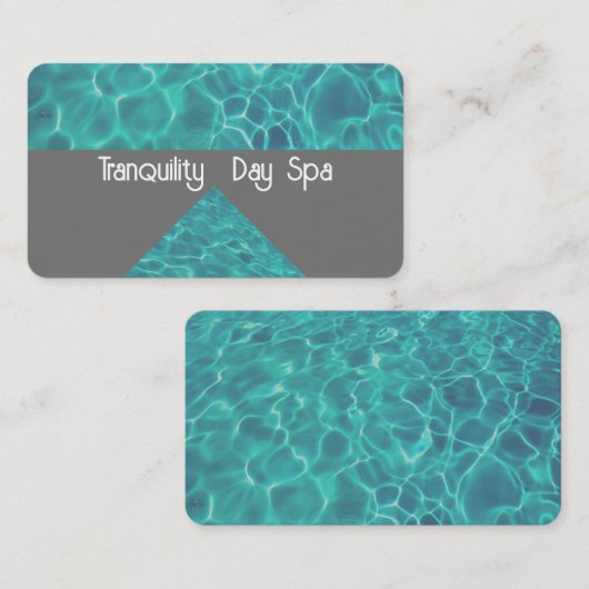 Cool blauwgroen Blauw Water Tranquil Spa op grijs Visitekaartje (Voorkant / Achterkant)