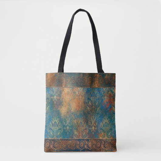 Cool Blauwgroen Cooper Patina Turquoise Tote Bag (Voorkant)