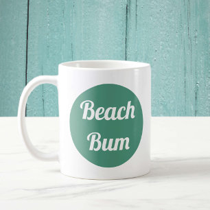 Cool Blauwgroen en White Beach Bum Typography Koffiemok