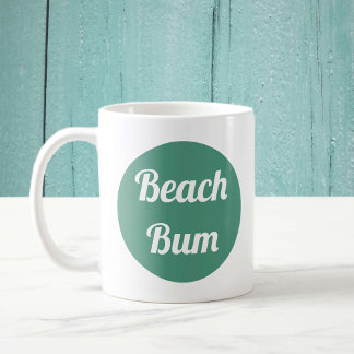 Cool Blauwgroen en White Beach Bum Typography Koffiemok