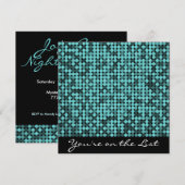 Cool Blauwgroen Glam Invitation Kaart (Voorkant / Achterkant)