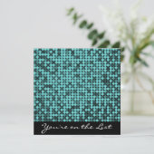 Cool Blauwgroen Glam Invitation Kaart (Staand voorkant)