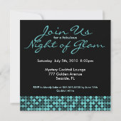 Cool Blauwgroen Glam Invitation Kaart (Achterkant)
