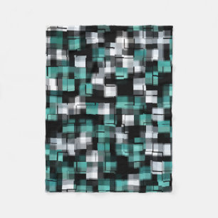 COOL Blauwgroen Groen Blauw Zwart wit Abstract Fleece Deken