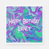 Cool Blauwgroen Paarse Glitter Custom verjaardagsf Servet (Voorkant)