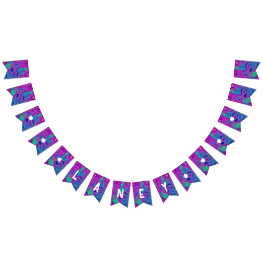 Cool Blauwgroen Roze Glitter Meisje Verjaardag Sli Vlaggetjes (Alle)