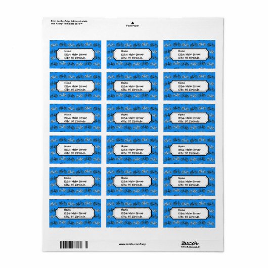 Cool Blauwgroen Turquoise Blauw  Fietsen Etiket (Full Sheet)