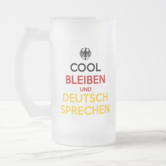 Cool blijven en Duits spreken Matglas Bierpul (Links)
