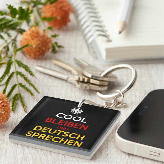 Cool blijven en Duits spreken Sleutelhanger (Voorkant Rechts)