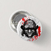 Cool bloed splaatstsamurai demon mask helm tattoo ronde button 3,2 cm (Voorkant /achterkant)