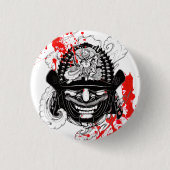 Cool bloed splaatstsamurai demon mask helm tattoo ronde button 3,2 cm (Voorkant)