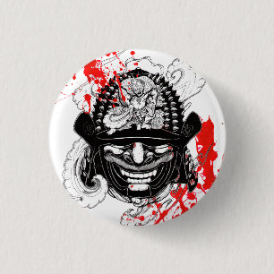 Cool bloed splaatstsamurai demon mask helm tattoo ronde button 3,2 cm