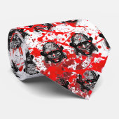 Cool bloed splaatstsamurai demon mask helm tattoo stropdas (Opgerold)