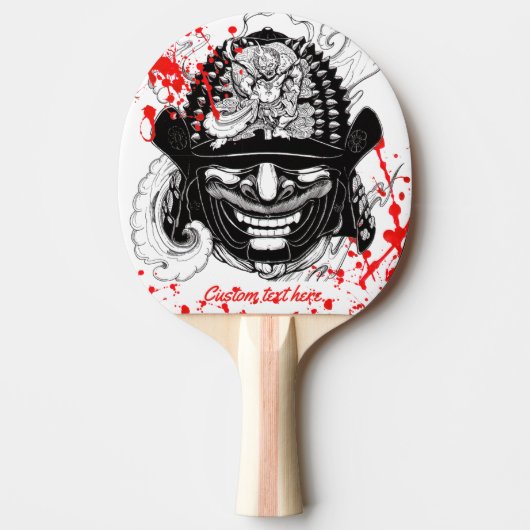 Cool bloed splaatstsamurai demon mask helm tattoo tafeltennisbatje (Voorkant)