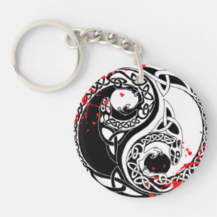Cool bloederige Yin Yang Dragons tattoo art. Sleutelhanger
