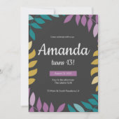 Cool bloemige verjaardagsuitnodiging kaart (Voorkant)