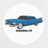 Cool blue 1959 classic car labels (Design 1)