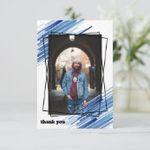 Cool Blue Abstract Photo Afstuderen Hartelijk dank Kaart (Staand voorkant)