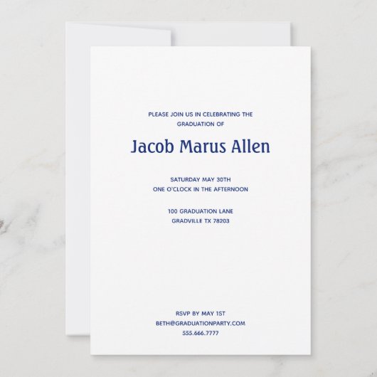 Cool Blue Abstract Photo Afstuderen Invitation Kaart (Achterkant)