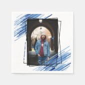 Cool Blue Abstract Photo Graduparty Servet (Voorkant)