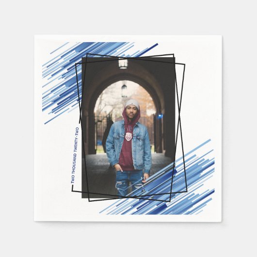 Cool Blue Abstract Photo Graduparty Servet (Voorkant)