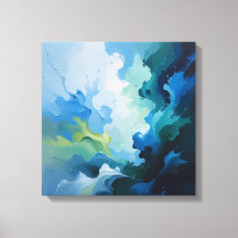 Cool Blue Abstracte olieverfschilderij Canvas Prin