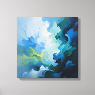 Cool Blue Abstracte olieverfschilderij Canvas Prin