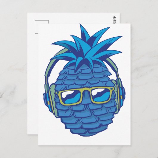 Cool Blue Ananas Briefkaart (Voorkant / Achterkant)