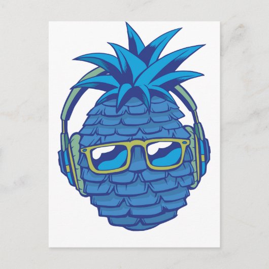 Cool Blue Ananas Briefkaart (Voorkant)