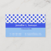 " cool blue and white polka dots business " visitekaartje (Achterkant)