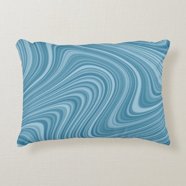 Cool Blue/Aqua/Turquoise Curvy Lined Abstract Accent Kussen (Voorkant)