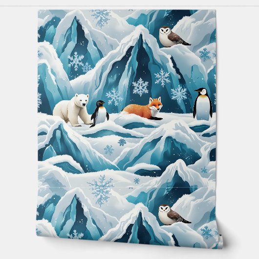 Cool Blue Arctic Scene zelfklevende muurbekleding Behang (Afrollen)