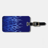 Cool Blue Automotive Racing Flames Bagagelabel (Voorkant horizontaal)