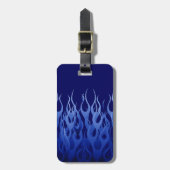 Cool Blue Automotive Racing Flames Bagagelabel (Voorkant verticaal)