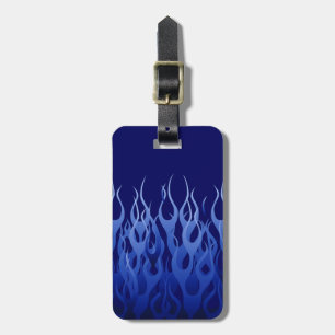 Cool Blue Automotive Racing Flames Bagagelabel