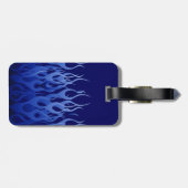 Cool Blue Automotive Racing Flames Bagagelabel (Achterkant horizontaal)