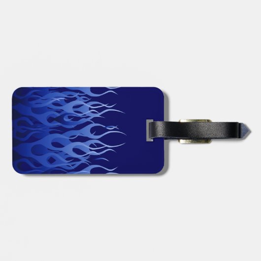 Cool Blue Automotive Racing Flames Bagagelabel (Achterkant horizontaal)