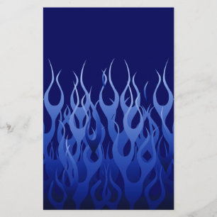 Cool Blue Automotive Racing Flames Briefpapier