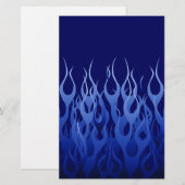 Cool Blue Automotive Racing Flames Briefpapier (Voorkant / Achterkant)